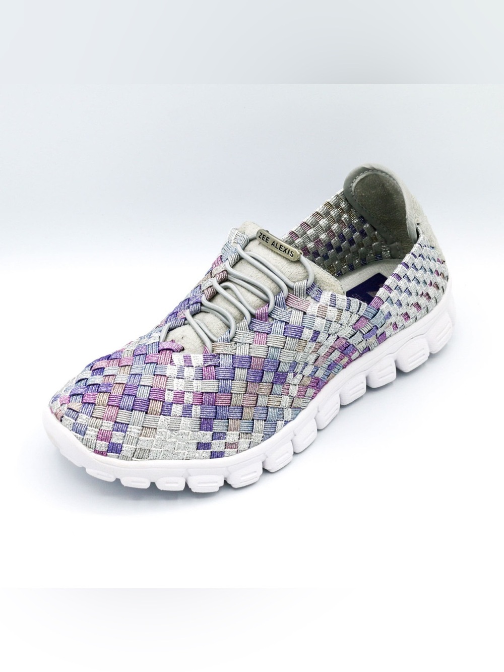 NWOB! Zee Alexis DANIELLE Silver Pastel Woven Slip On Sneakers, 6